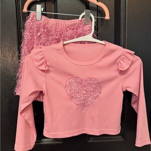 Pink Ruffled Heart Kids Top